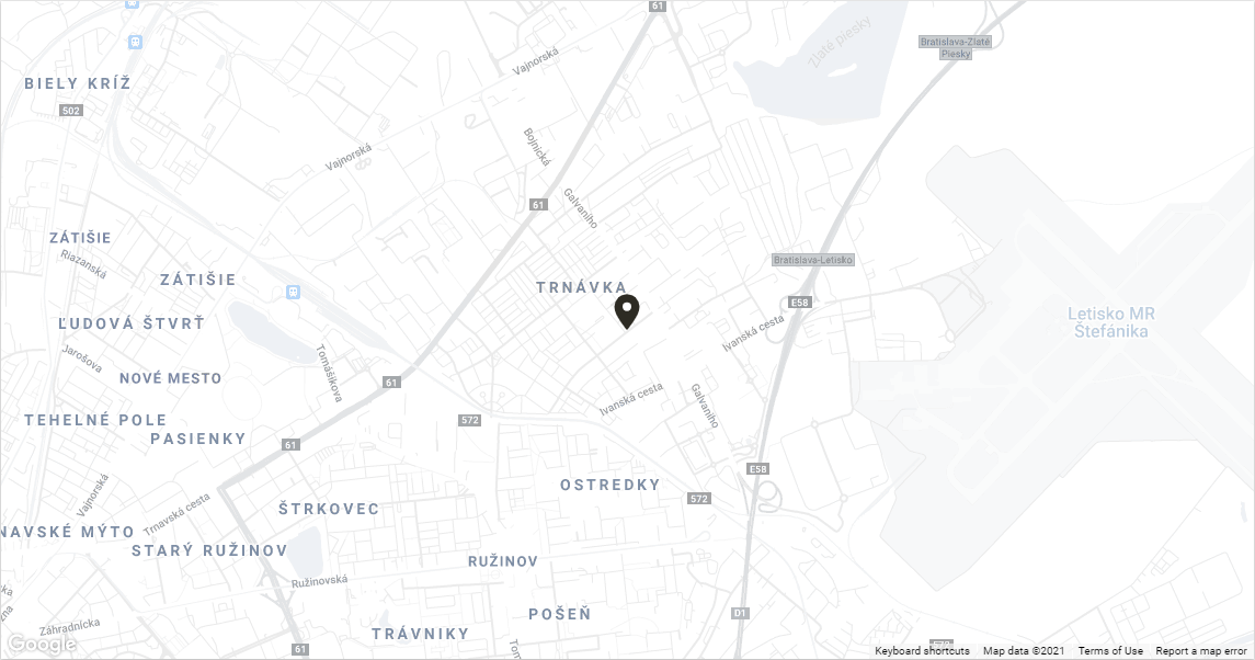 Mapa KB Interier - Na križovatkách 33, 821 04, Bratislava Ružinov